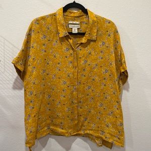 Rachel Zoe 100% Linen Floral Short Sleeve Shirt XL